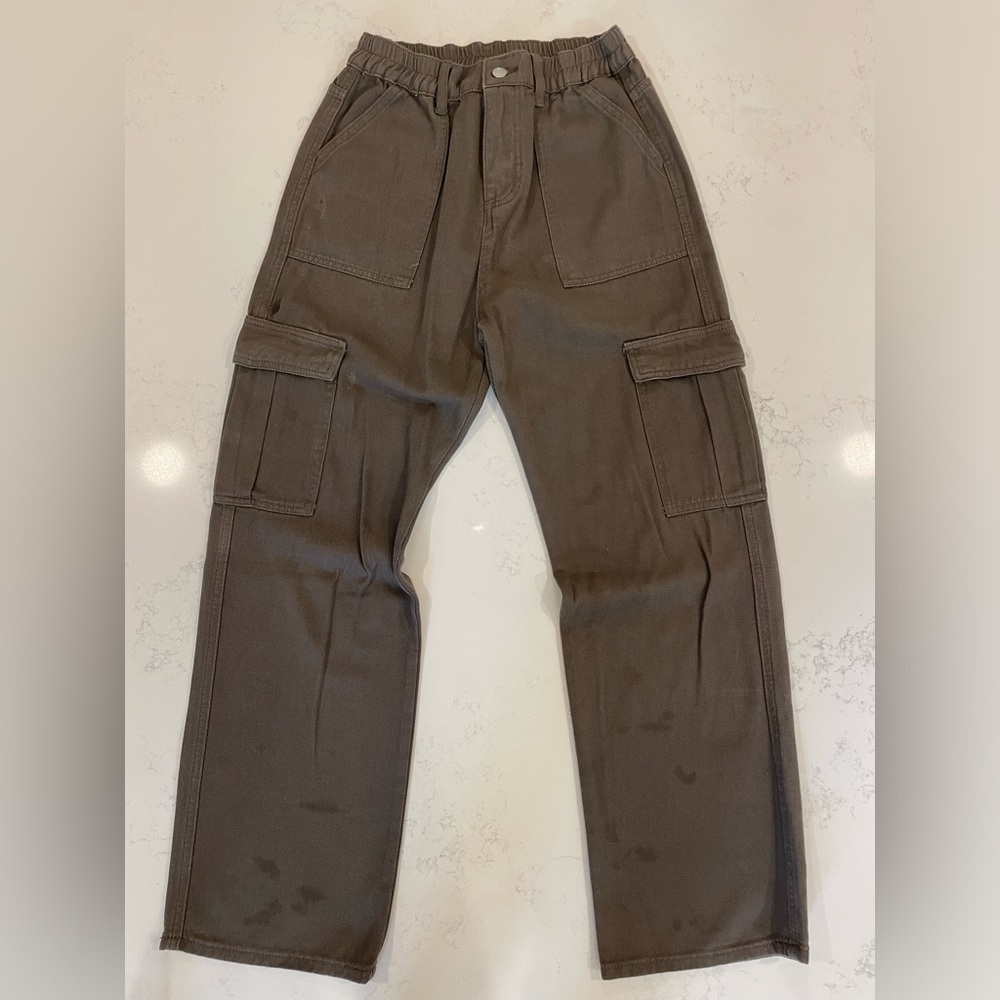 100% Cotton Women’s High-Rise Wide-Leg Cargo Pants Size S